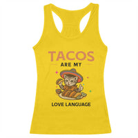 Tacos Are My Love Language Racerback Tank Top Funny Cat Eating Taco - Wonder Print Shop