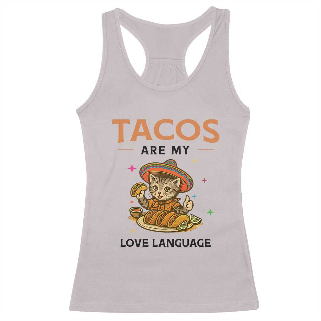 Tacos Are My Love Language Racerback Tank Top Funny Cat Eating Taco - Wonder Print Shop