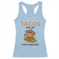 Tacos Are My Love Language Racerback Tank Top Funny Cat Eating Taco - Wonder Print Shop