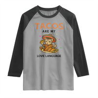 Tacos Are My Love Language Raglan Shirt Funny Cat Eating Taco - Wonder Print Shop