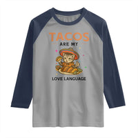 Tacos Are My Love Language Raglan Shirt Funny Cat Eating Taco - Wonder Print Shop