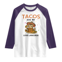 Tacos Are My Love Language Raglan Shirt Funny Cat Eating Taco - Wonder Print Shop