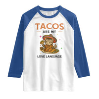 Tacos Are My Love Language Raglan Shirt Funny Cat Eating Taco - Wonder Print Shop