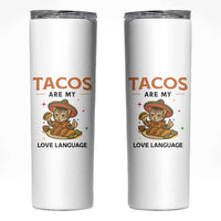 Tacos Are My Love Language Skinny Tumbler Funny Cat Eating Taco