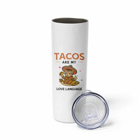 Tacos Are My Love Language Skinny Tumbler Funny Cat Eating Taco