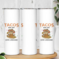 Tacos Are My Love Language Skinny Tumbler Funny Cat Eating Taco