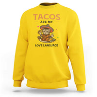 Tacos Are My Love Language Sweatshirt Funny Cat Eating Taco - Wonder Print Shop