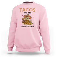 Tacos Are My Love Language Sweatshirt Funny Cat Eating Taco - Wonder Print Shop