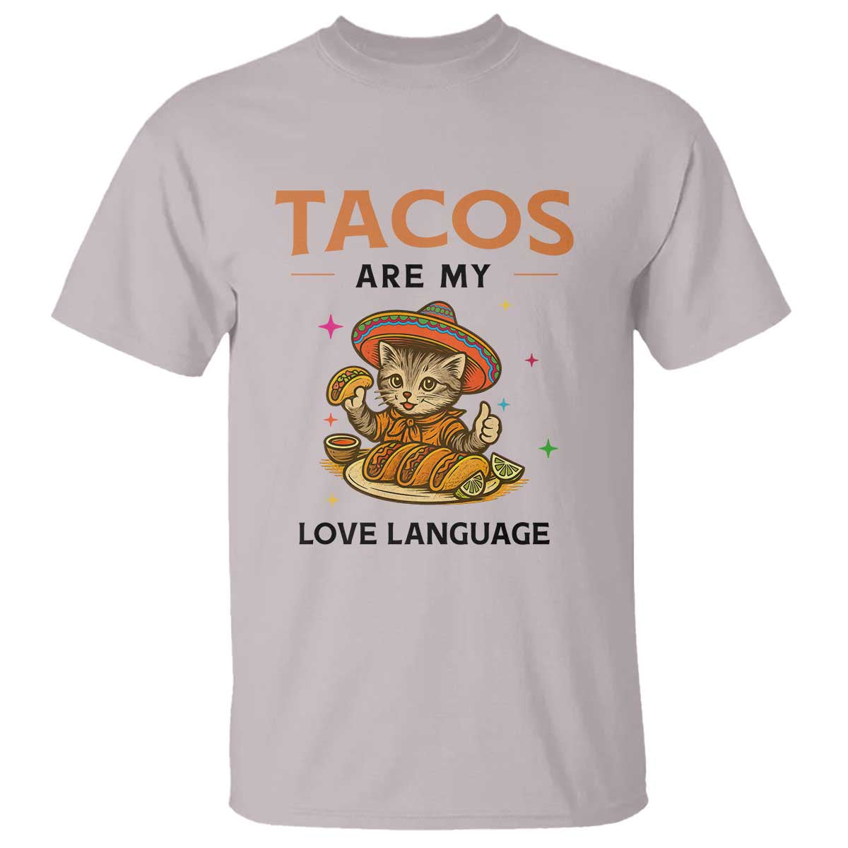 Tacos Are My Love Language T Shirt Funny Cat Eating Taco - Wonder Print Shop