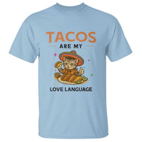 Tacos Are My Love Language T Shirt Funny Cat Eating Taco - Wonder Print Shop