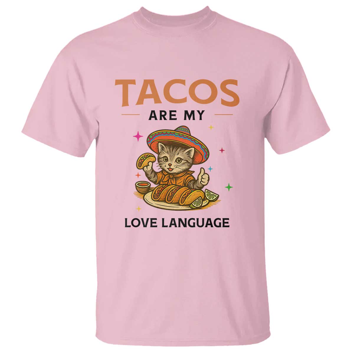 Tacos Are My Love Language T Shirt Funny Cat Eating Taco - Wonder Print Shop