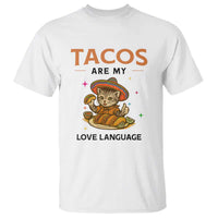 Tacos Are My Love Language T Shirt Funny Cat Eating Taco - Wonder Print Shop