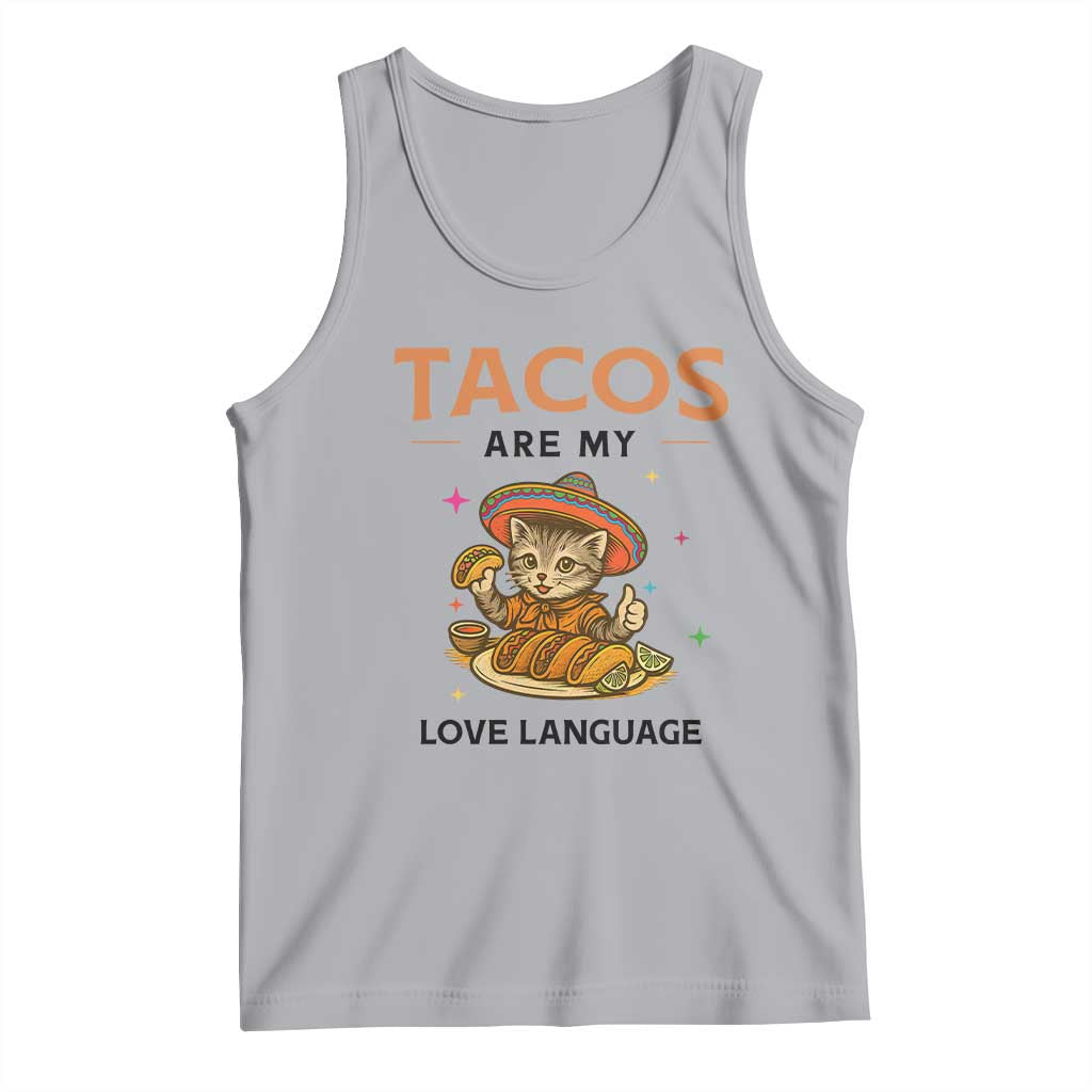 Tacos Are My Love Language Tank Top Funny Cat Eating Taco - Wonder Print Shop