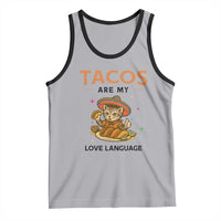 Tacos Are My Love Language Tank Top Funny Cat Eating Taco - Wonder Print Shop