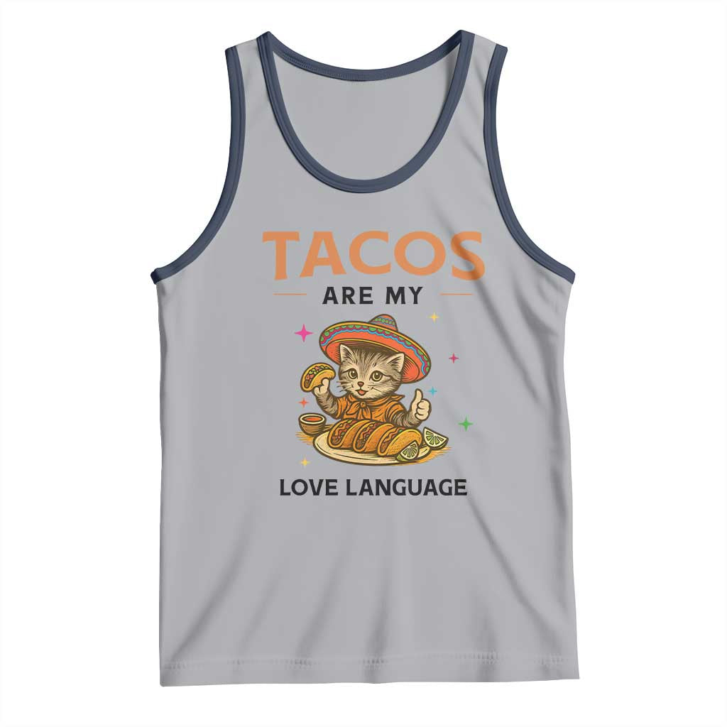 Tacos Are My Love Language Tank Top Funny Cat Eating Taco - Wonder Print Shop