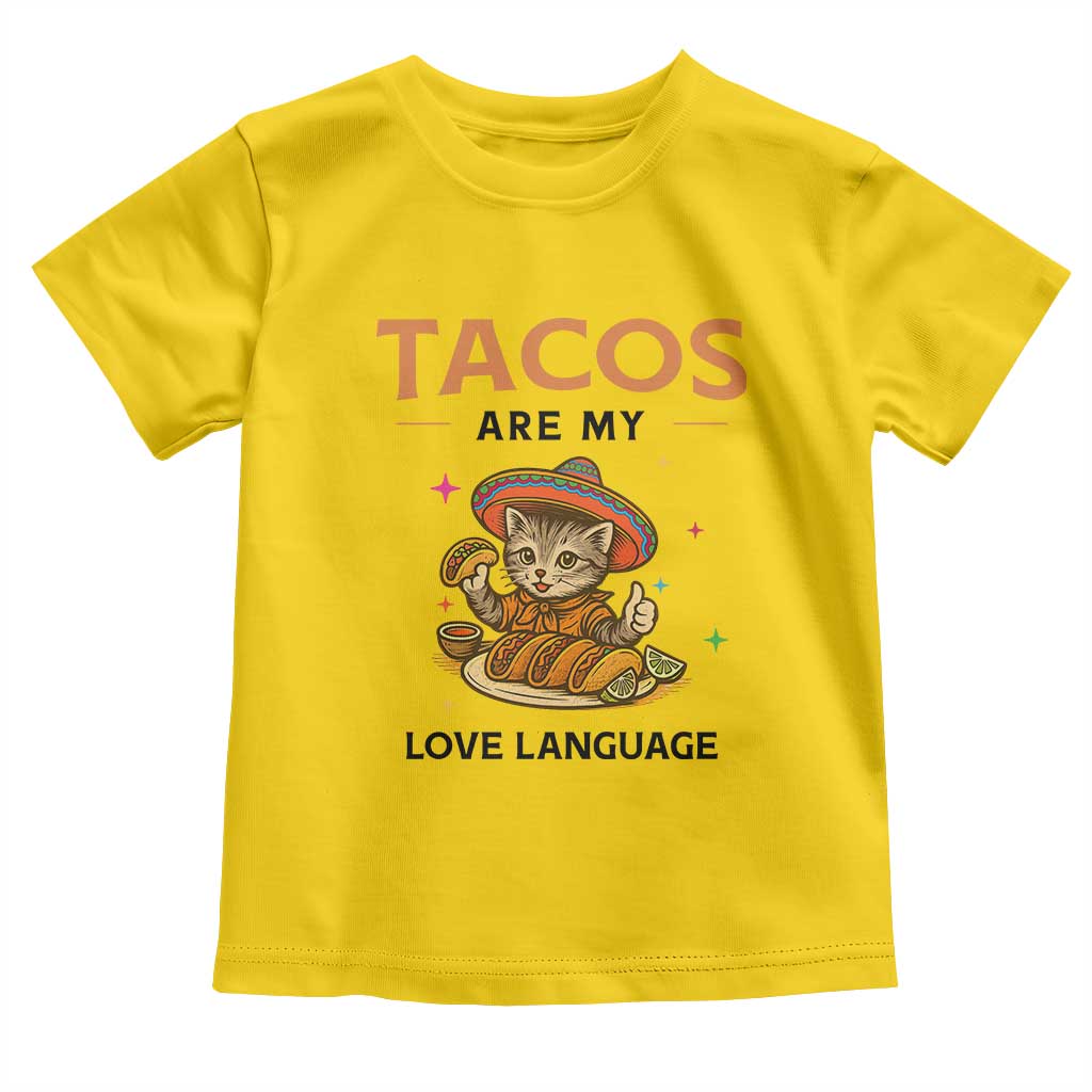 Tacos Are My Love Language Toddler T Shirt Funny Cat Eating Taco - Wonder Print Shop