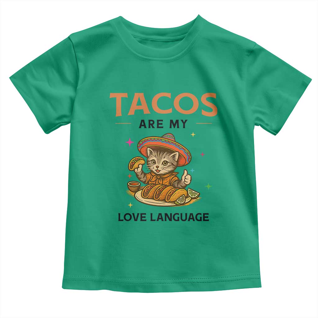 Tacos Are My Love Language Toddler T Shirt Funny Cat Eating Taco - Wonder Print Shop