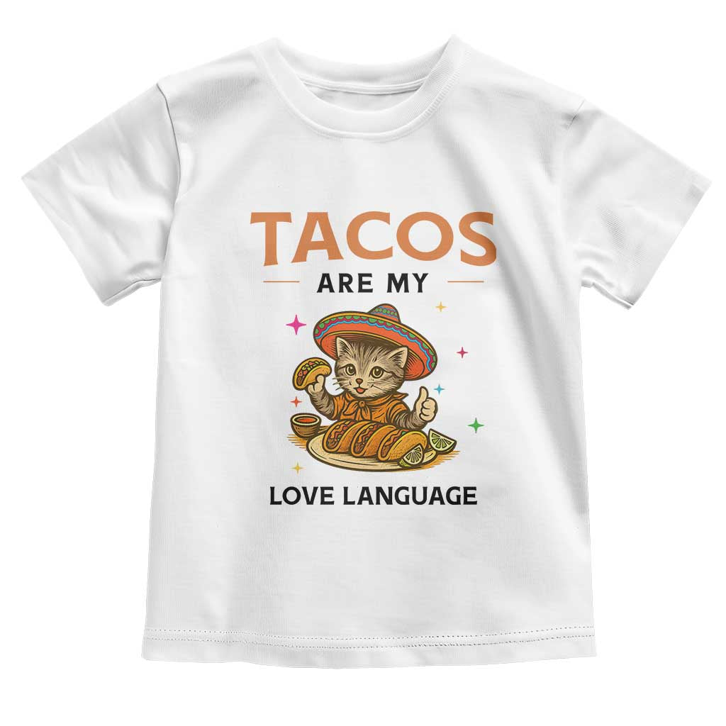 Tacos Are My Love Language Toddler T Shirt Funny Cat Eating Taco - Wonder Print Shop