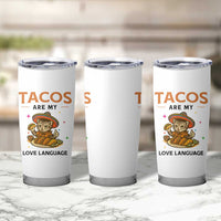Tacos Are My Love Language Tumbler Cup Funny Cat Eating Taco