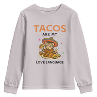 Tacos Are My Love Language Youth Sweatshirt Funny Cat Eating Taco - Wonder Print Shop