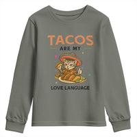 Tacos Are My Love Language Youth Sweatshirt Funny Cat Eating Taco - Wonder Print Shop