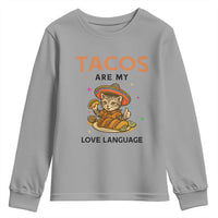Tacos Are My Love Language Youth Sweatshirt Funny Cat Eating Taco - Wonder Print Shop