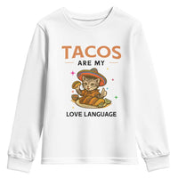 Tacos Are My Love Language Youth Sweatshirt Funny Cat Eating Taco - Wonder Print Shop