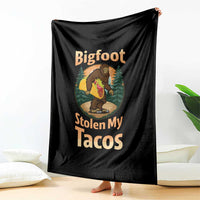 Funny Bigfoot Stole My Tacos Throw Blanket Sasquatch Taco Lover