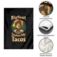Funny Bigfoot Stole My Tacos Garden Flag Sasquatch Taco Lover