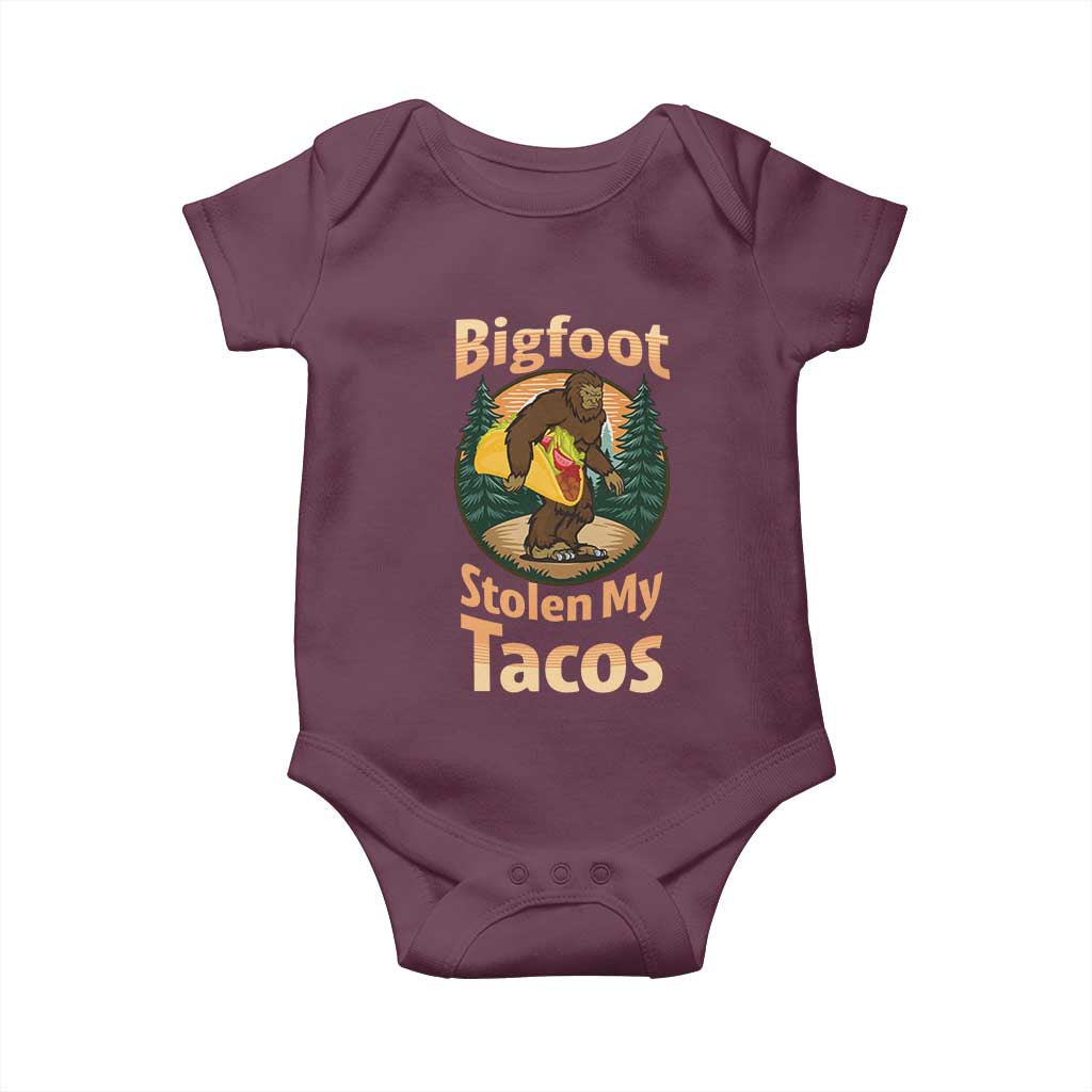 Funny Bigfoot Stole My Tacos Baby Onesie Sasquatch Taco Lover