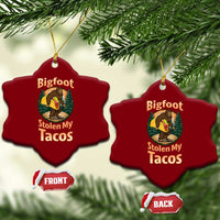 Funny Bigfoot Stole My Tacos Ceramic Ornament Sasquatch Taco Lover