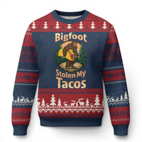 Funny Bigfoot Stole My Tacos Ugly Christmas Sweater Sasquatch Taco Lover