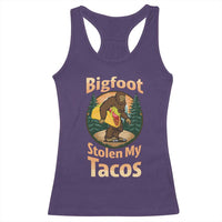 Funny Bigfoot Stole My Tacos Racerback Tank Top Sasquatch Taco Lover
