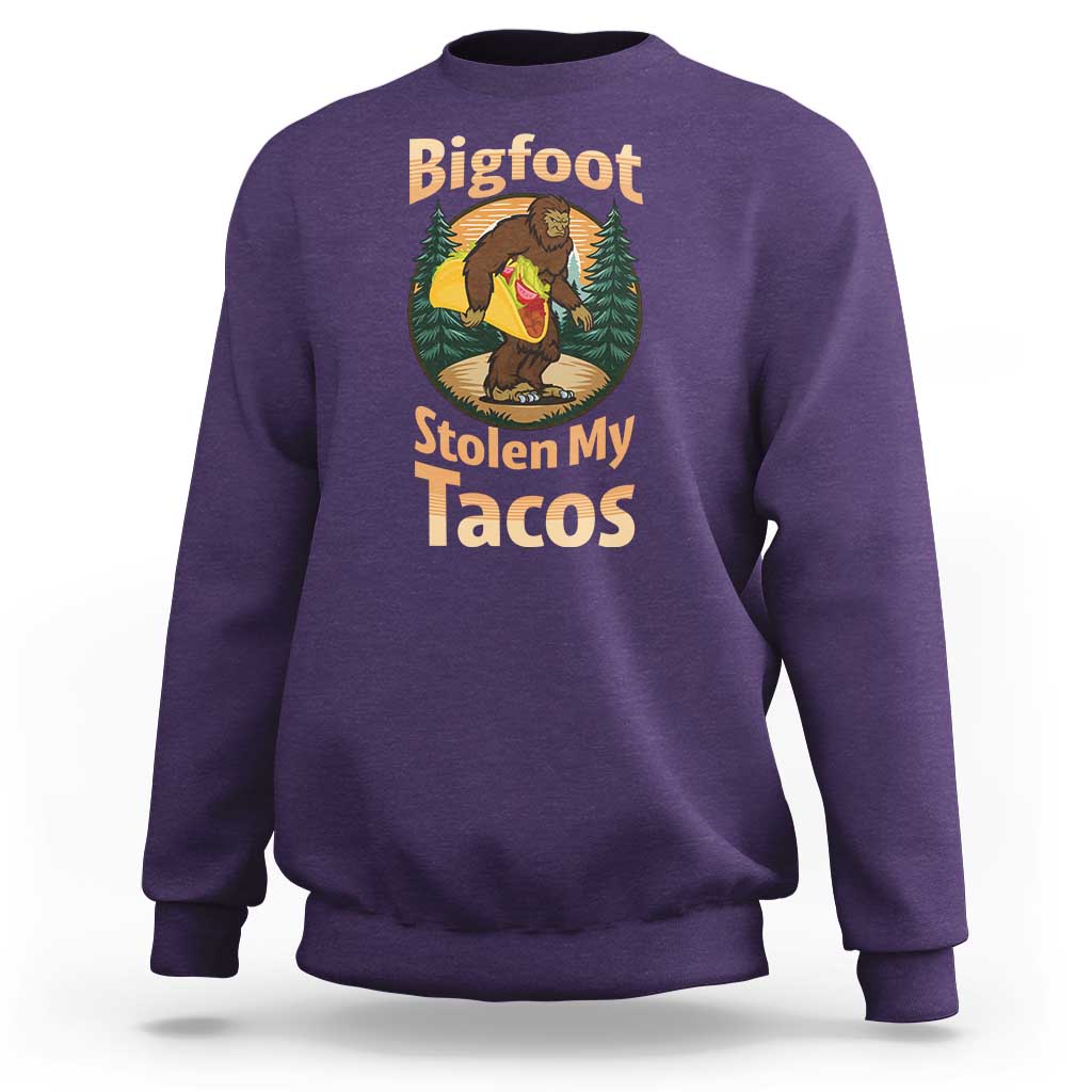 Funny Bigfoot Stole My Tacos Sweatshirt Sasquatch Taco Lover