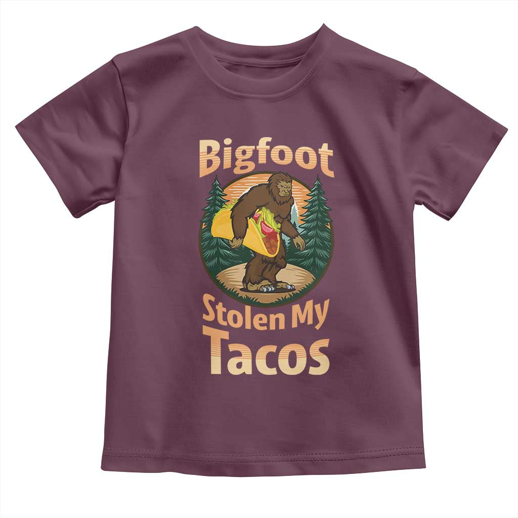 Funny Bigfoot Stole My Tacos Toddler T Shirt Sasquatch Taco Lover
