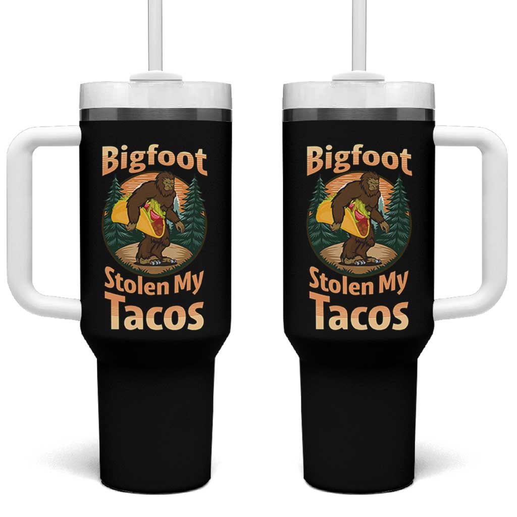 Funny Bigfoot Stole My Tacos Tumbler With Handle Sasquatch Taco Lover