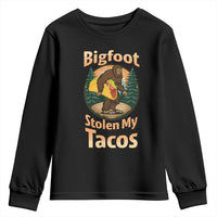Funny Bigfoot Stole My Tacos Youth Sweatshirt Sasquatch Taco Lover