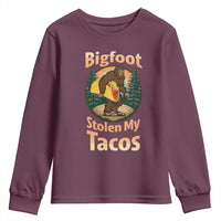 Funny Bigfoot Stole My Tacos Youth Sweatshirt Sasquatch Taco Lover