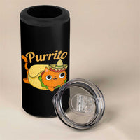 Funny Burrito Lover Gift 4 in 1 Can Cooler Tumbler Purrito Cat