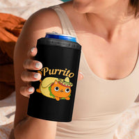 Funny Burrito Lover Gift 4 in 1 Can Cooler Tumbler Purrito Cat