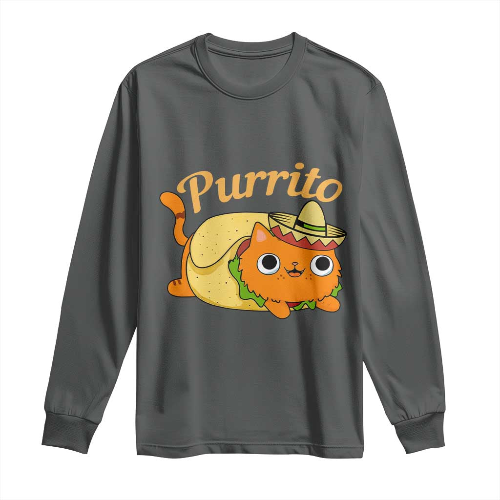 Funny Burrito Lover Gift Long Sleeve Shirt Purrito Cat - Wonder Print Shop