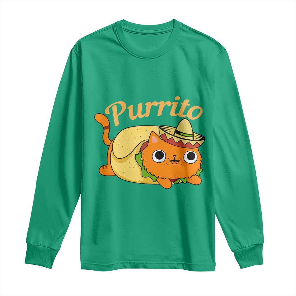 Funny Burrito Lover Gift Long Sleeve Shirt Purrito Cat - Wonder Print Shop