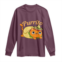 Funny Burrito Lover Gift Long Sleeve Shirt Purrito Cat - Wonder Print Shop