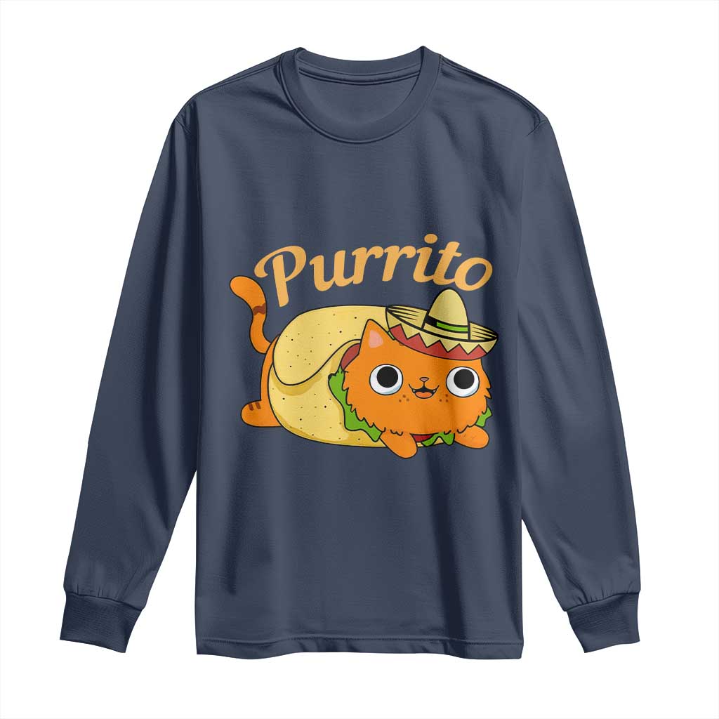 Funny Burrito Lover Gift Long Sleeve Shirt Purrito Cat - Wonder Print Shop