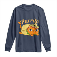 Funny Burrito Lover Gift Long Sleeve Shirt Purrito Cat - Wonder Print Shop