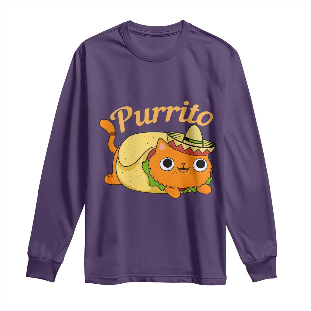 Funny Burrito Lover Gift Long Sleeve Shirt Purrito Cat - Wonder Print Shop
