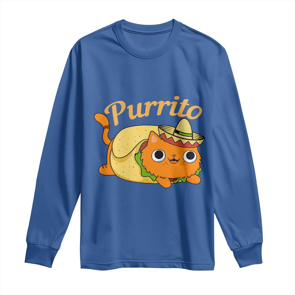 Funny Burrito Lover Gift Long Sleeve Shirt Purrito Cat - Wonder Print Shop