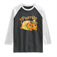 Funny Burrito Lover Gift Raglan Shirt Purrito Cat - Wonder Print Shop
