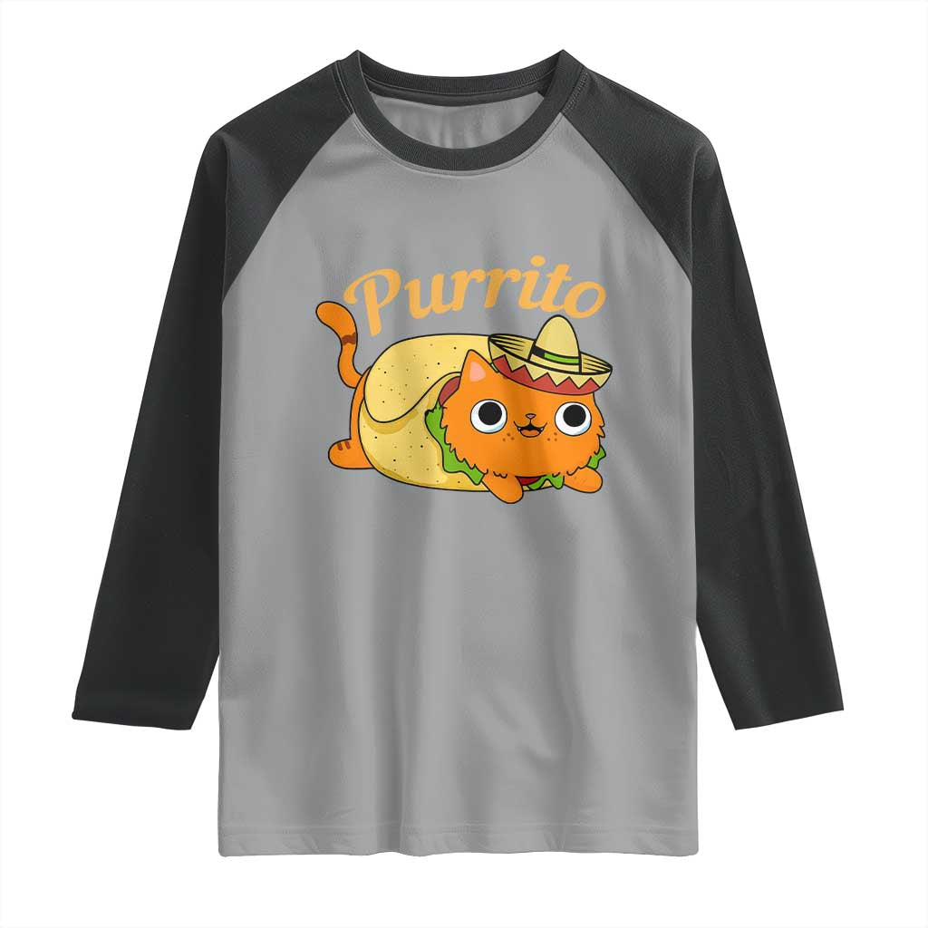 Funny Burrito Lover Gift Raglan Shirt Purrito Cat - Wonder Print Shop