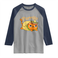 Funny Burrito Lover Gift Raglan Shirt Purrito Cat - Wonder Print Shop